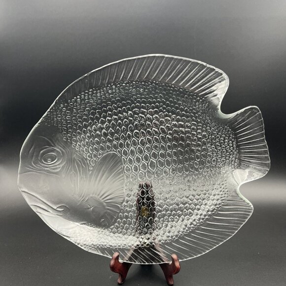Vintage Arcoroc Fish Platter Plate Poisson Tempered Clear Glass 15.25" France - Picture 1 of 10